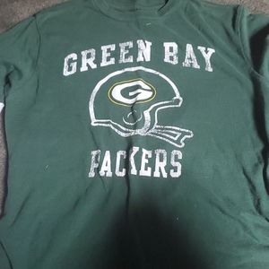 A green bay packer shirt with white sleeves